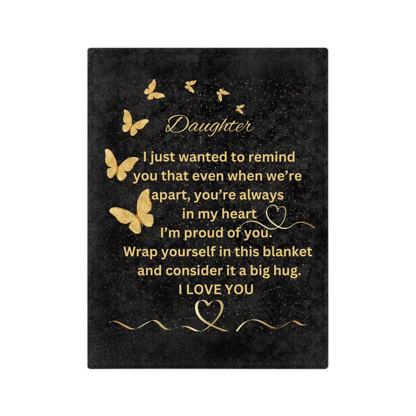 Daughter Butterfly Series-Velveteen Microfiber Blanket (Black)