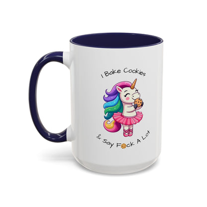 Bake Cookies And Say F*ck A Lot-Accent Coffee Mug (11, 15oz) (Lt Blue)