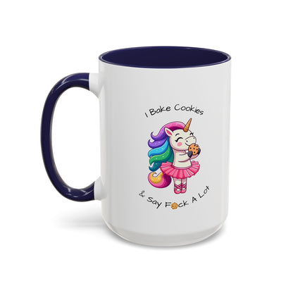 Bake Cookies And Say F*ck A Lot-Accent Coffee Mug (11, 15oz) (Pink)