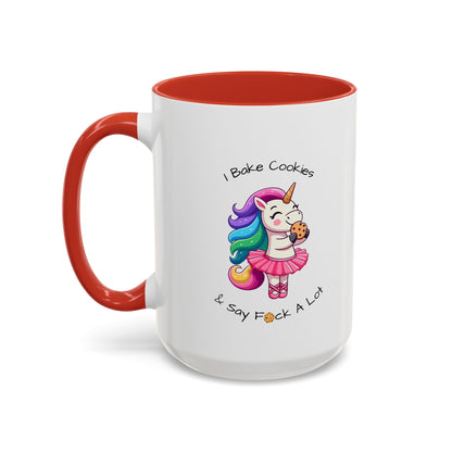 Bake Cookies And Say F*ck A Lot-Accent Coffee Mug (11, 15oz) (Pink)