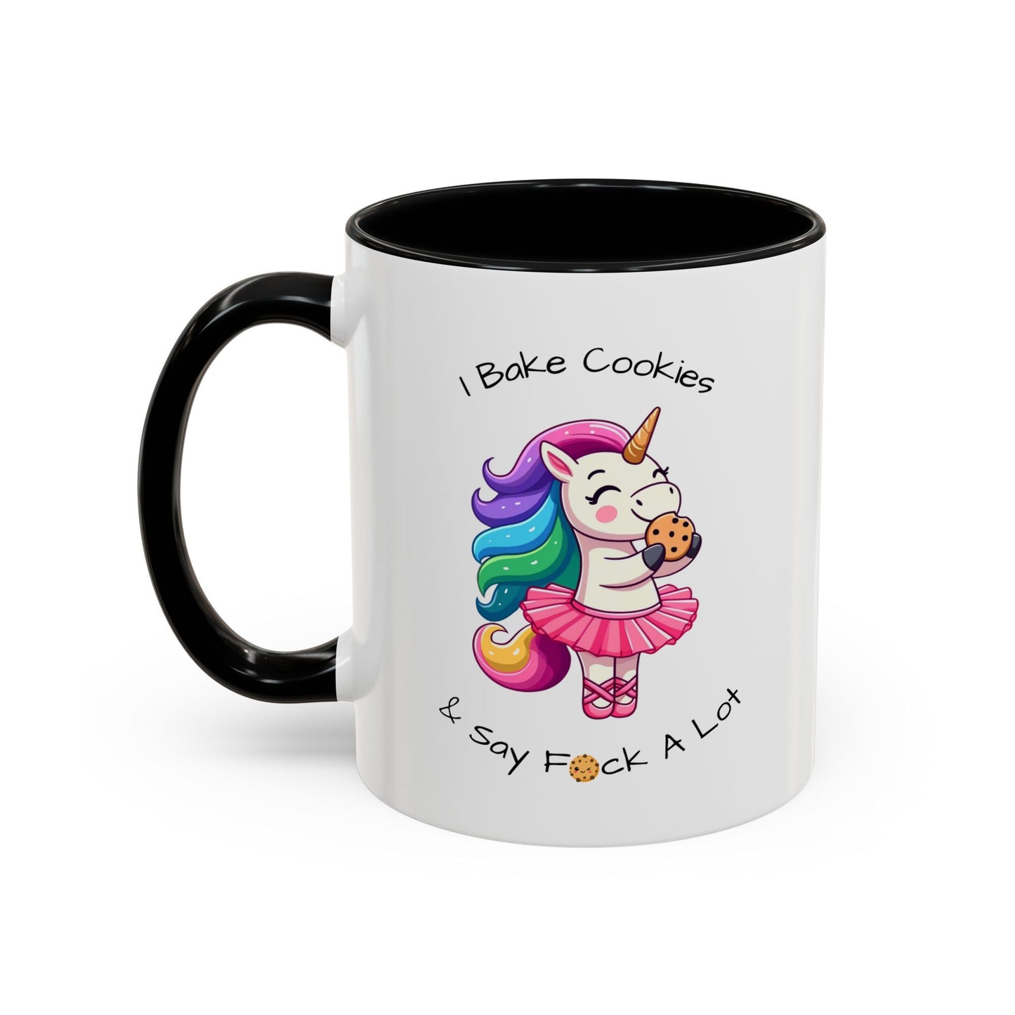 Bake Cookies And Say F*ck A Lot-Accent Coffee Mug (11, 15oz) (Lt Blue)