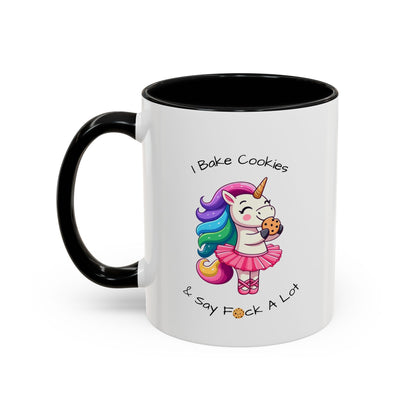 Bake Cookies And Say F*ck A Lot-Accent Coffee Mug (11, 15oz) (Pink)