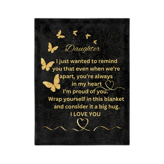 Daughter Butterfly Series-Velveteen Microfiber Blanket (Black)