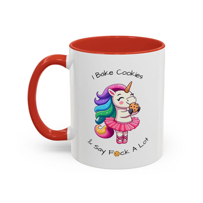 Bake Cookies And Say F*ck A Lot-Accent Coffee Mug (11, 15oz) (Lt Blue)