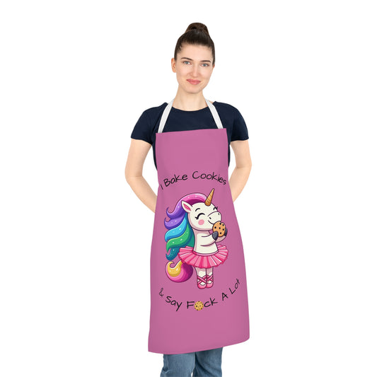 Bake Cookies Say F*ck A Lot-Adult Apron (AOP) (Lt Pink)