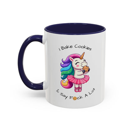 Bake Cookies And Say F*ck A Lot-Accent Coffee Mug (11, 15oz) (Lt Blue)