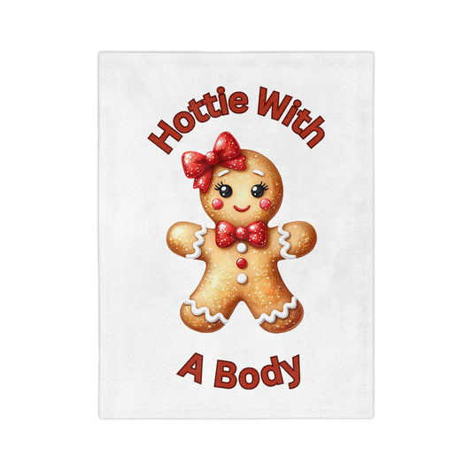 Hottie With A Body-Velveteen Microfiber Blanket (White)