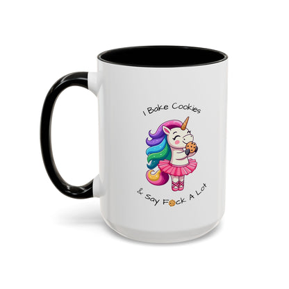 Bake Cookies And Say F*ck A Lot-Accent Coffee Mug (11, 15oz) (Pink)