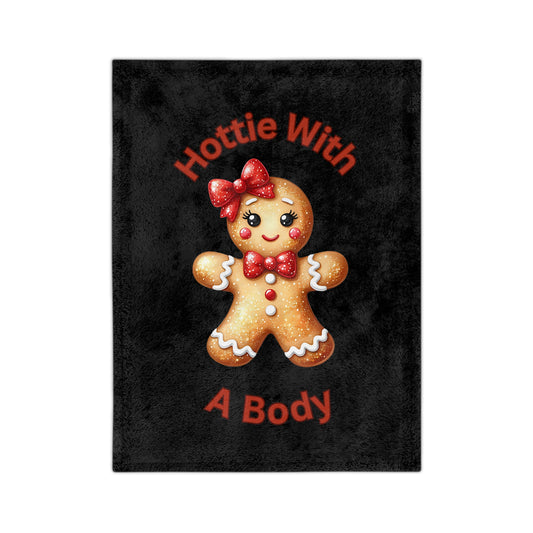 Hottie With A Body-Velveteen Microfiber Blanket (Black)