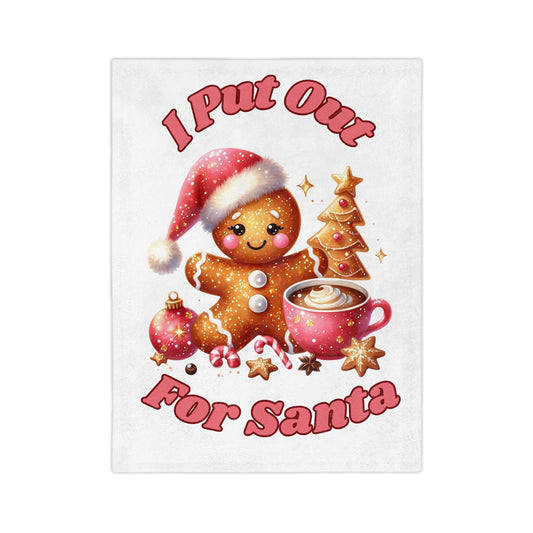 I Put Out For Santa-Velveteen Microfiber Blanket (White)