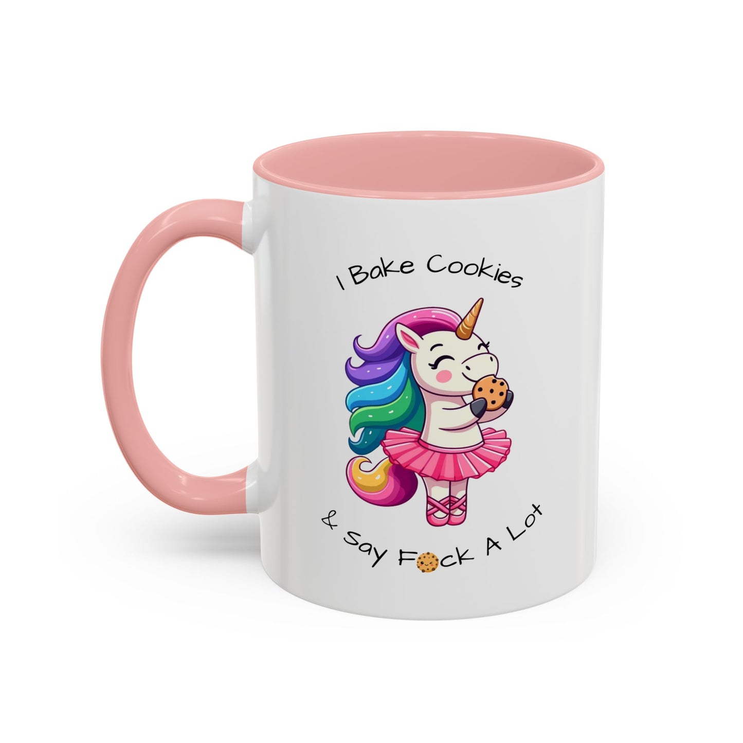 Bake Cookies And Say F*ck A Lot-Accent Coffee Mug (11, 15oz) (Lt Blue)